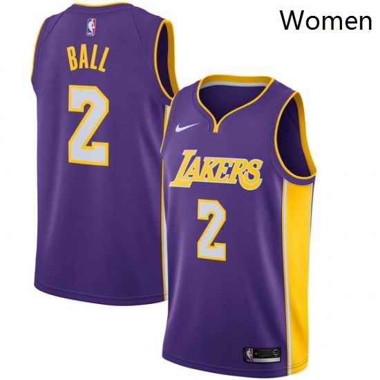 Womens Nike Los Angeles Lakers 2 Lonzo Ball Swingman Purple NBA Jersey Statement Edition
